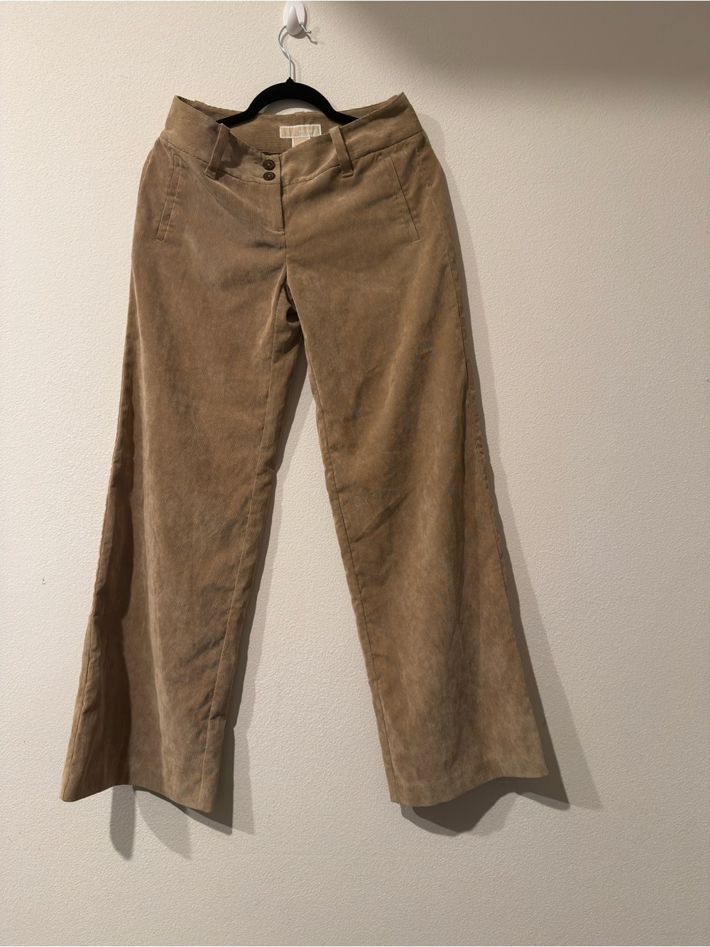 Michael Kors Size‎ 4 Beige Corduroy Button Low Waist Trouser Pants